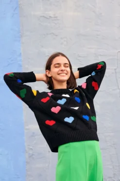 Designer Knitwear|Womens Irish Knitwear*Sweater Shop 100% Fine Merino Wool Love Sweater Multicolour