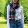 Ladies Lambswool Scarves*Sweater Shop 100% Lambswool Tartan Scarf Black Stewart