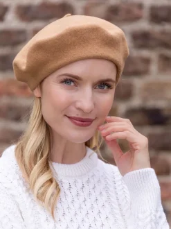 Aran Wool Hats|Ladies Hats*Sweater Shop 100% Merino Wool Beret Camel