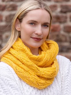 Ladies Merino Wool Scarves|Ladies Aran Scarves*Sweater Shop 100% Merino Wool Infinity Scarf Yellow
