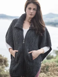 Womens Aran & Tweed Coats|Womens Irish Knitwear*Sweater Shop Aran Batwing Jacket Merino Wool