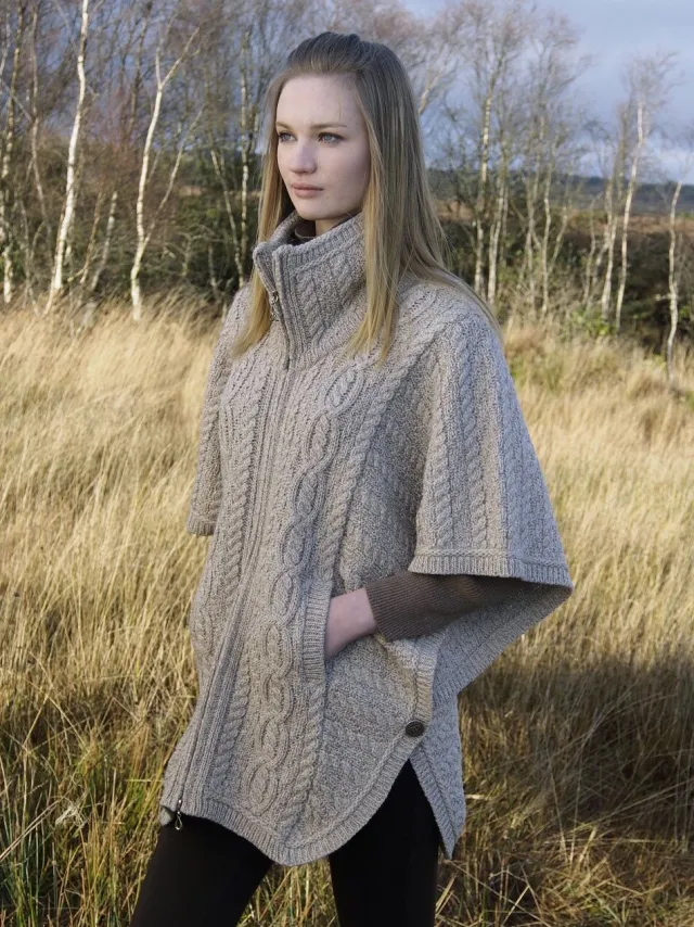 Womens Aran & Tweed Coats|Womens Irish Knitwear*Sweater Shop Aran Batwing Jacket Merino Wool