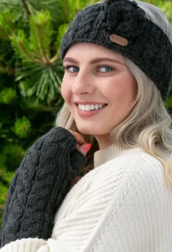 Aran Gloves & Mittens*Sweater Shop Aran Cable Handwarmers Charcoal