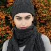 Aran Wool Hats*Sweater Shop Aran Cable Knit Hat Pom Pom Charcoal