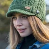 Aran Wool Hats*Sweater Shop Aran Cable Knit Peak Hat Green