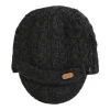 Aran Wool Hats|Ladies Hats*Sweater Shop Aran Cable Peak Hat Charcoal