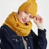 Aran Wool Hats|Ladies Hats*Sweater Shop Aran Hat with Pom Pom - Yellow