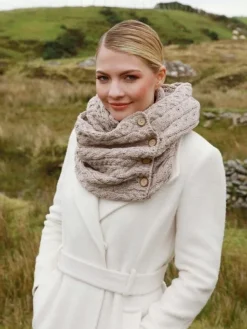 Ladies Aran Scarves|Ladies Aran Scarves*Sweater Shop Aran Infinity Scarf Beige