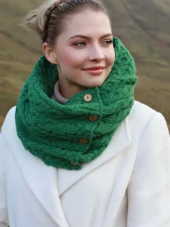 Ladies Aran Scarves*Sweater Shop Aran Infinity Scarf Lime Green