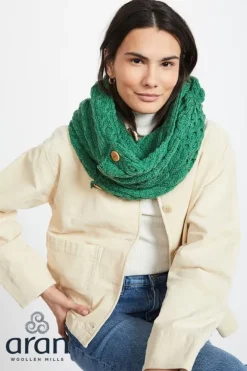 Ladies Aran Scarves*Sweater Shop Aran Infinity Scarf Lime Green
