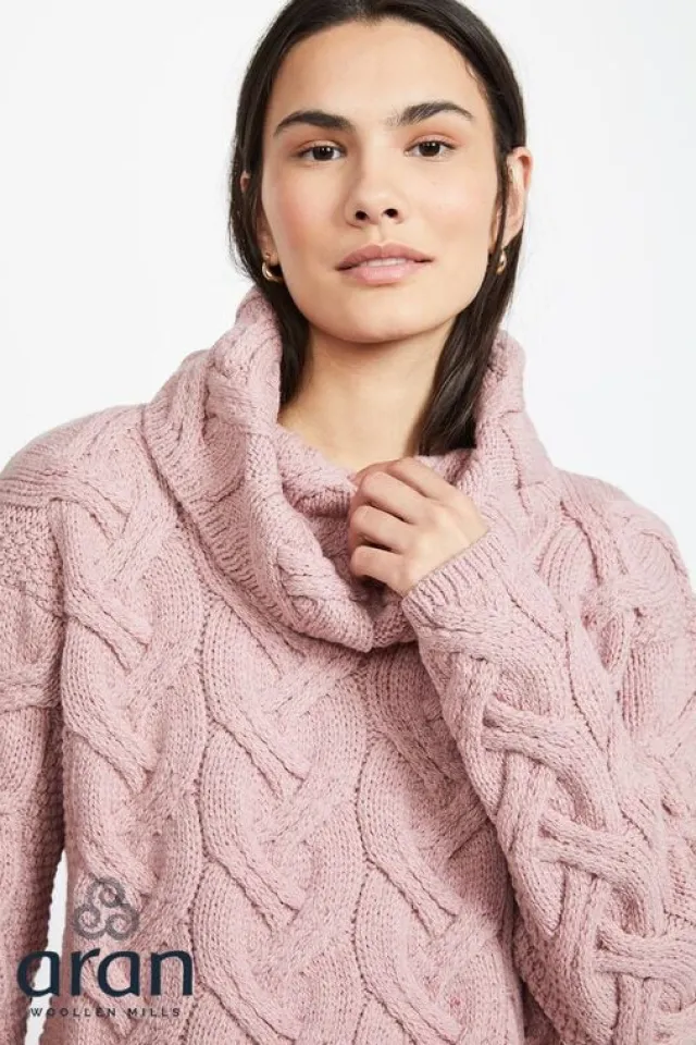 Womens Irish Knitwear|Womens Aran Fisherman Sweaters*Sweater Shop Aran Super Soft Aran Chunky Sweater Pink