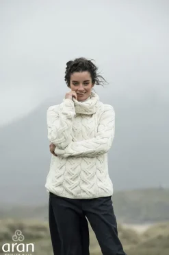 Womens Irish Knitwear|Womens Aran Fisherman Sweaters*Sweater Shop Aran Super Soft Chunky Cowl Sweater