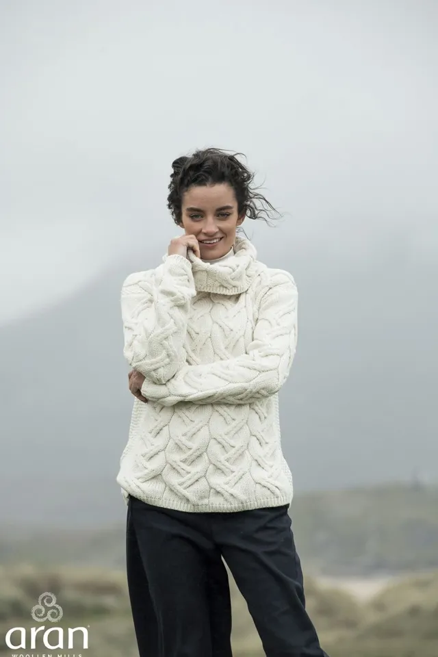 Womens Irish Knitwear|Womens Aran Fisherman Sweaters*Sweater Shop Aran Super Soft Chunky Cowl Sweater