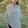 Womens Irish Knitwear|Ladies Aran Ponchos & Capes*Sweater Shop Aran Super Soft Poncho Oatmeal