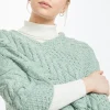 Ladies Aran Ponchos & Capes*Sweater Shop Aran Supersoft Merino Wool Poncho - Mint