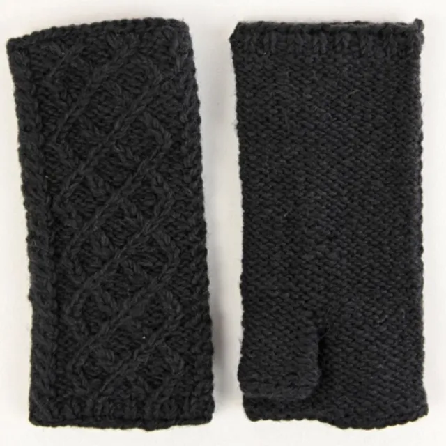Aran Gloves & Mittens*Sweater Shop Aran Trellis Handwarmers Charcoal