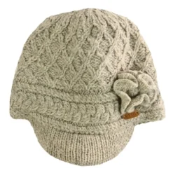 Ladies Hats*Sweater Shop Aran Trellis Peak hat Oatmeal