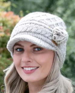 Ladies Hats*Sweater Shop Aran Trellis Peak hat Oatmeal