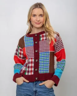 Designer Knitwear*Sweater Shop Autumn Patchwork Cardigan 100% Fine Merino Wool