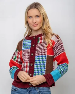 Designer Knitwear*Sweater Shop Autumn Patchwork Cardigan 100% Fine Merino Wool