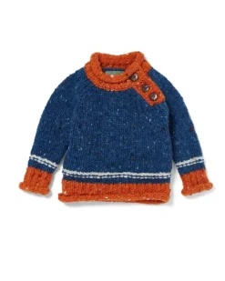 Baby & Toddler Sweaters|Kids Aran Sweaters*Sweater Shop Baby Roll Neck Crew Neck Sweater Blue