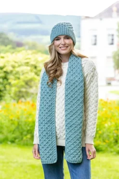 Ladies Aran Scarves|Ladies Aran Scarves*Sweater Shop Cable Knit Aran Scarf Aqua