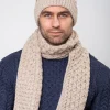 Mens Aran Scarves*Sweater Shop Cable Knit Aran Scarf Merino Wool - Parsnip