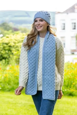 Ladies Aran Scarves|Ladies Aran Scarves*Sweater Shop Cable Knit Aran Scarf Sky Blue