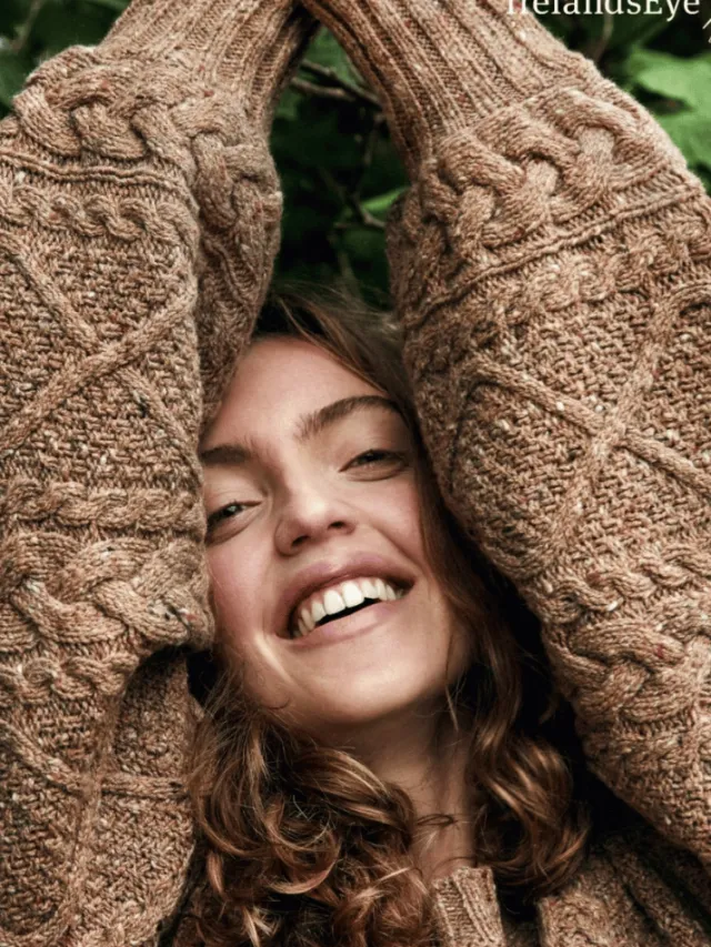 Womens Irish Knitwear|Womens Aran Fisherman Sweaters*Sweater Shop Cable Knit Cropped Crew Neck Sweater Biscuit