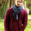 Mens Aran Scarves*Sweater Shop Cable Knit Unisex Scarf Denim Marl - 100% Merino Wool