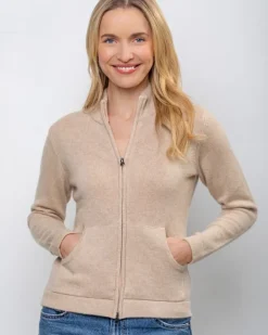 Cashmere And Merino Wool Sweaters|Ladies Cardigans*Sweater Shop Cashmere and Merino Full Zip Cardigan Camel