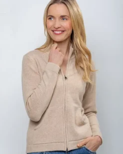 Cashmere And Merino Wool Sweaters|Ladies Cardigans*Sweater Shop Cashmere and Merino Full Zip Cardigan Camel