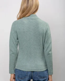 Designer Knitwear|Cashmere And Merino Wool Sweaters*Sweater Shop Cashmere and Merino Full Zip Seagreen