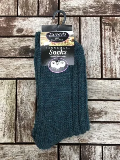 Aran Wool Socks|Wool Slippers*Sweater Shop Connemara Unisex Socks- Teal