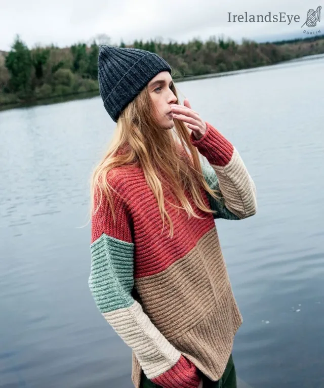 Womens Irish Knitwear*Sweater Shop Contrast Funnel Neck Sweater Sunset Biscuit