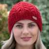 Aran Wool Hats*Sweater Shop Erin Cable Knit Hat Red