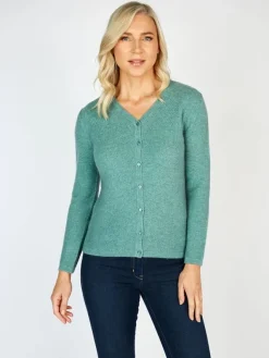 Womens Irish Knitwear|Cashmere And Merino Wool Sweaters*Sweater Shop Extra Fine Merino Wool & Cashmere Cardigan Green