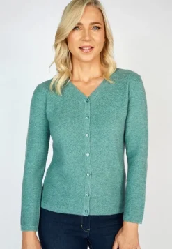 Womens Irish Knitwear|Cashmere And Merino Wool Sweaters*Sweater Shop Extra Fine Merino Wool & Cashmere Cardigan Green