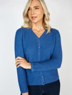 Womens Irish Knitwear|Cashmere And Merino Wool Sweaters*Sweater Shop Extra Fine Merino Wool & Cashmere Cardigan Denim