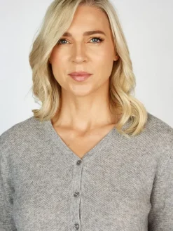 Womens Irish Knitwear|Cashmere And Merino Wool Sweaters*Sweater Shop Extra Fine Merino Wool & Cashmere Cardigan Silver Grey