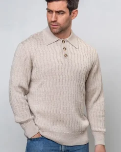 Cashmere And Merino Sweaters|Mens Knitwear*Sweater Shop Extra Fine Merino Wool Button Neck Sweater - Beige