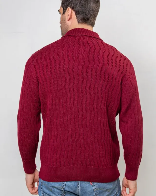 Cashmere And Merino Sweaters|Mens Knitwear*Sweater Shop Extra Fine Merino Wool Button Neck Sweater - Berry