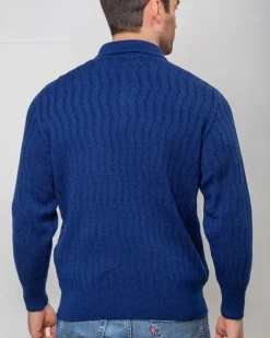 Cashmere And Merino Sweaters|Mens Knitwear*Sweater Shop Extra Fine Merino Wool Button Neck Sweater - Blue