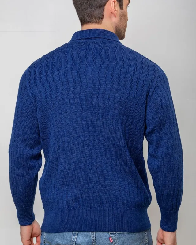 Cashmere And Merino Sweaters|Mens Knitwear*Sweater Shop Extra Fine Merino Wool Button Neck Sweater - Blue