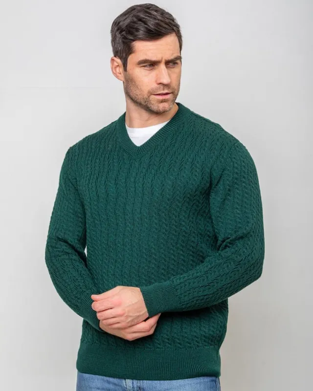 Cashmere And Merino Sweaters|Mens Knitwear*Sweater Shop Extra Fine Merino Wool v Neck Sweater Forest Green