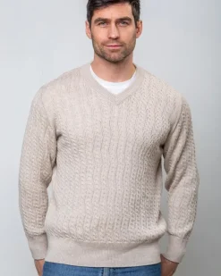 Cashmere And Merino Sweaters|Mens Knitwear*Sweater Shop Extra Fine Merino Wool V Neck Sweater Beige