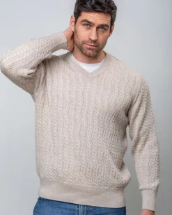 Cashmere And Merino Sweaters|Mens Knitwear*Sweater Shop Extra Fine Merino Wool V Neck Sweater Beige