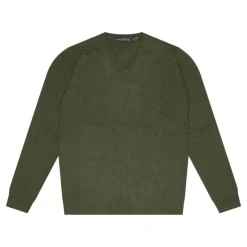 Mens Knitwear*Sweater Shop Extra Fine V Neck Sweater Green