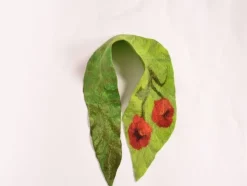 Ladies Felt Scarves*Sweater Shop Felt Leaf Scarf Poppy Flower