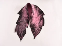 Ladies Felt Scarves*Sweater Shop Felt Wool Leaf Scarf Pink/Black